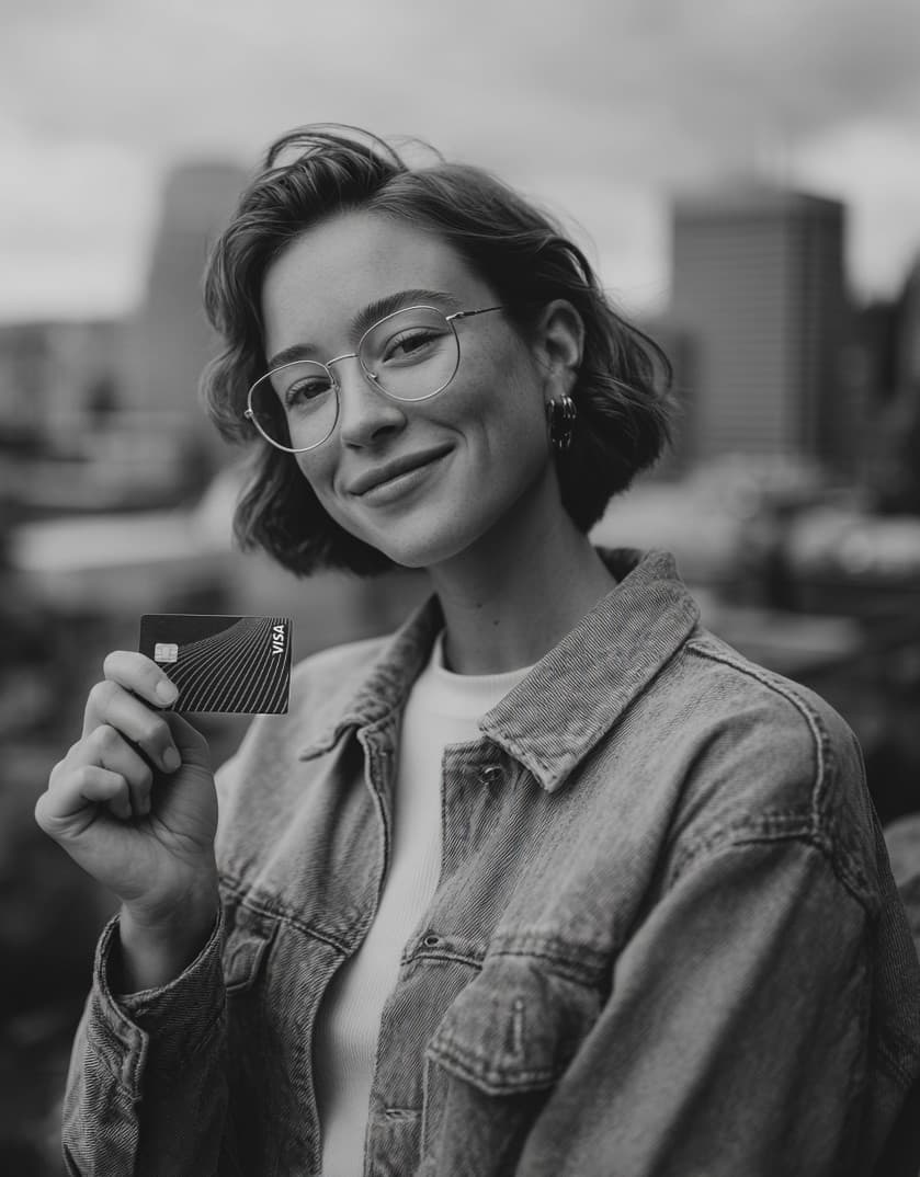 Woman holding Picnic card